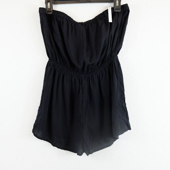 NWT ASOS Romper Sz 6 Black Bandeau Tie Open Back Strapless Beach Coverup Retro - Picture 3 of 10